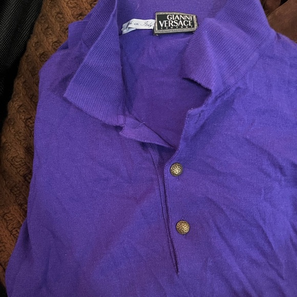 GIANNI VERSACE cashmere sweater button collar sz s